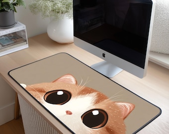 Tappetino da scrivania a forma di gattino carino / Sottomano a forma di gatto kawaii / Decorazione da ufficio a forma di gatto in colori pastello / Accessorio da scrivania per amanti dei gatti