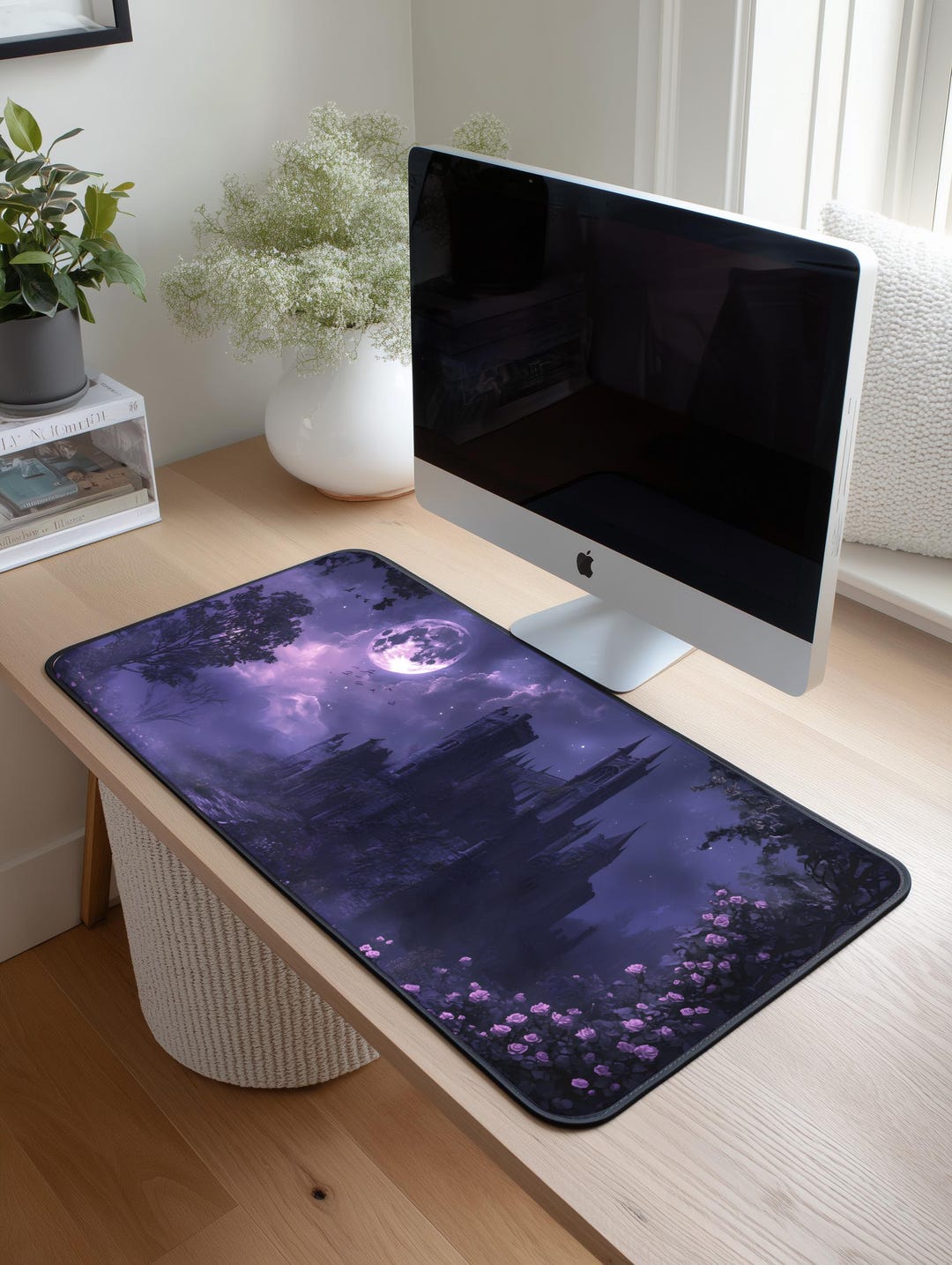 Fanatsy Desk Purple Gothic Castle Desk Mat | Moonlit Castlecore Desk Pad | Dark ...
