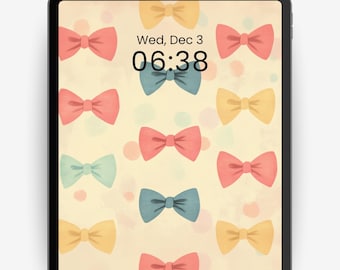Pastel Bow iPad Wallpaper: Preppy Coquette Pattern (Digital Download)