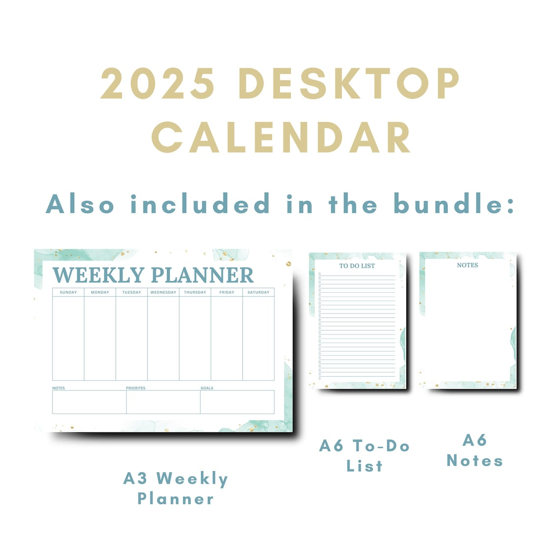 Printable 2025 Desktop Calendar Bundle With Weekly Planner, To-do List ...