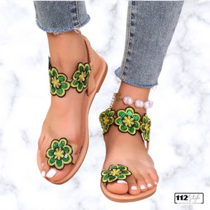 Handmade Spring/Summer Ethnic Style Flower Set Toe Sandals - Fashion Holiday Flat Beach Shoes for Women - Summer Fashion Footwear