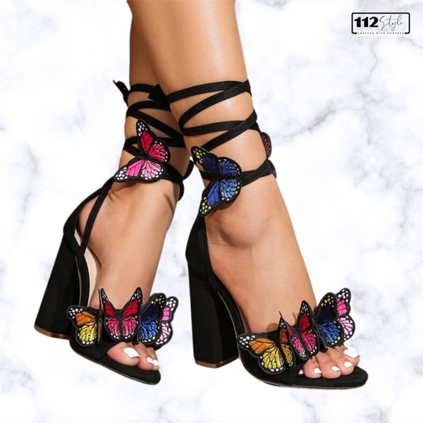 Women's Summer High Heel Sandals with Butterfly Knot Detail and Ankle Strap | tripper Banquet Ladies Shoes - Summer Fashion Footwear