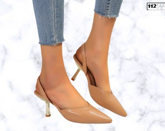 Damenmode Pointed Toe Solid Color Sandalen: Sommer New Style Leder Stiletto High Heels für Bankett Kleid, Sommer Mode Schuhe
