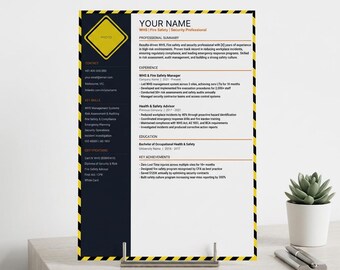 Make Your CV Stand Out! Workplace Health, Safety, Fire, Security Professional CV Template.