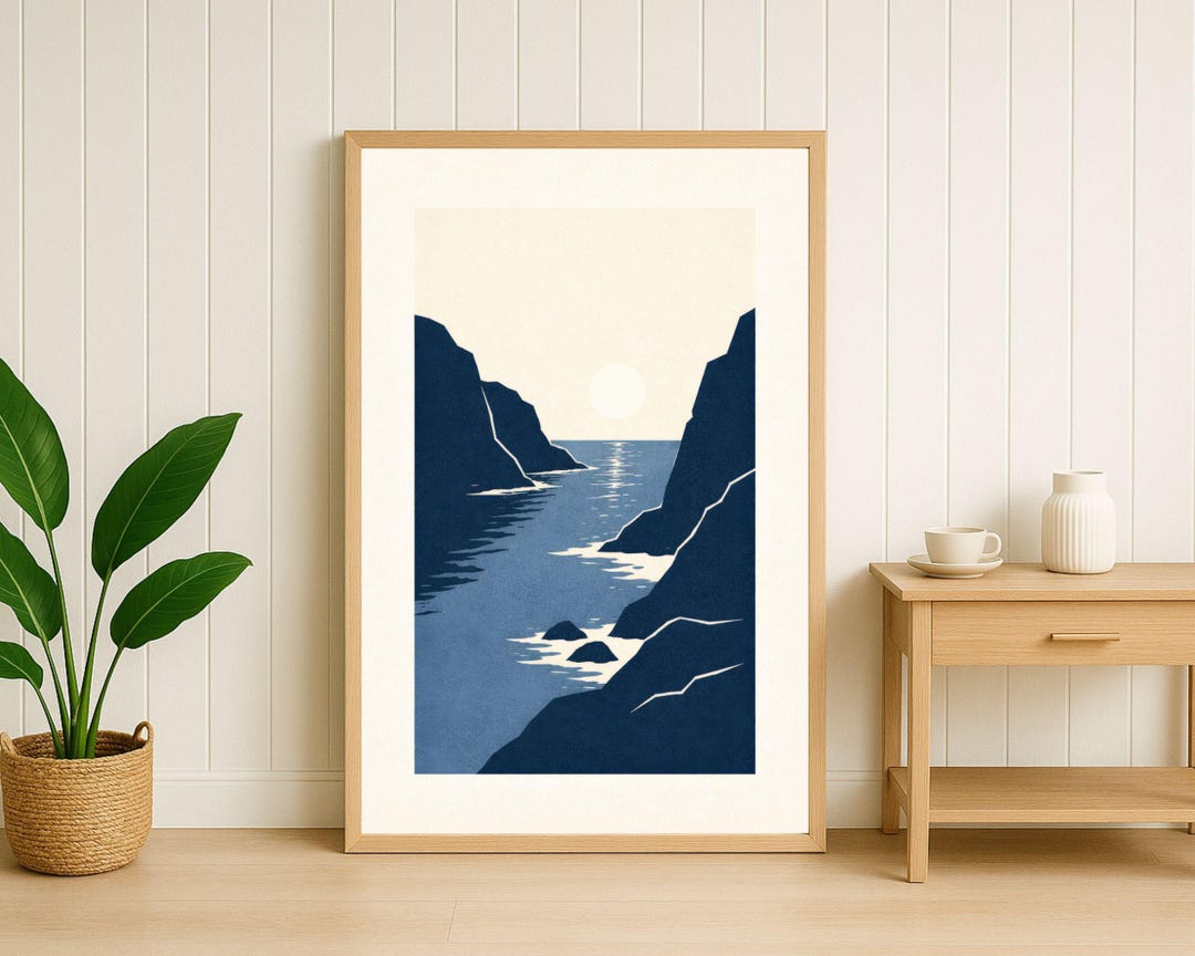 Curated visual reference: Fjord Wall Art Printable Minimal Seascape Scandinavian Nordic Style For Photo Inspiration