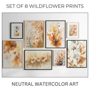 Watercolor Wildflower Wall Art Set of 8 | Botanical Prints | Floral Gallery Wall Decor | Digital Download Printable Artwork