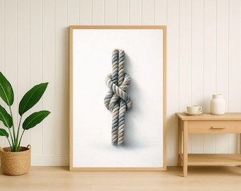 Rope Knot Wall Art Print – Minimal Nautical Coastal Style – Printable Download