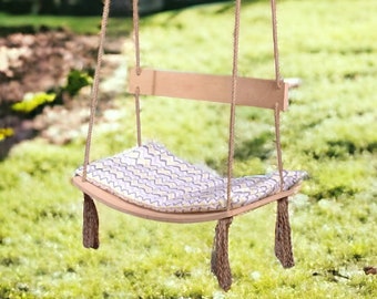 Indoor Wood Swing, Wooden Swing, Tree Swing, Hanging Rope Swing, Wood Swing, Outdoor Swing, Backyard Swing, Hanging Wooden Swing,