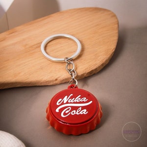 Fallout-Inspired Bottle Cap Keychain - Post-Apocalyptic Soda Opener - Unique Red Vault-Tech Style Accessory for Gamers