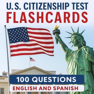US Citizenship Test Flashcards PDF – 100 Questions & Answers (English/Español) | Tarjetas para Examen de Ciudadanía Imprimibles