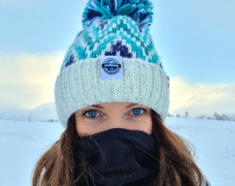 Andrea Hall Alpine Midnight Zig-zag Super Bobble Hat