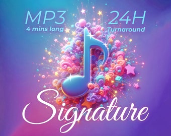 Paquete "SIGNATURE" de canción personalizada (archivo MP3): crearé canciones/música MÁS LARGAS según su solicitud / entrega en 24 horas, rápido y asequible, con ayuda de IA.