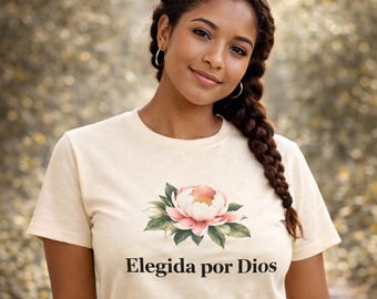 Christian Shirt for Women, Elegida de Dios Faith Shirt, Minimal Christian Tee, Religious Gift, Subtle Faith Clothing