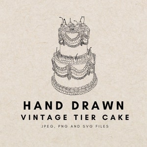 Ilustração de bolo de casamento em camadas, bolo de casamento tradicional, bolo de casamento desenhado à mão, arte digital de bolo rococó, bolo de noiva, clipart de aniversário