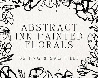 Abstrakt Botanische Illustration, Abstrakt Floral Clip Art, Feine Kunst Blume Zeichnung, Line Art Blume Clip Art, Handgezeichnete botanische Clip Art