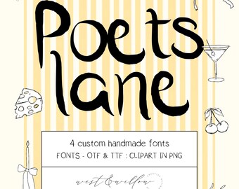 Wedding Font & Clipart Bundle, Whimsical Wedding Icons, Hand Drawn Wedding Clipart, Wedding Invitation Graphics, Quirky Font Bundle