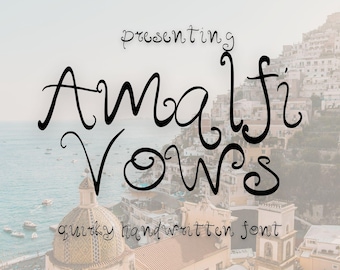 Amalfi Coast Wedding Font, Quirky Script Font, Handwritten Calligraphy Font, Scribble Font, Wedding Fonts, Logo Creator, Logo Creation Font