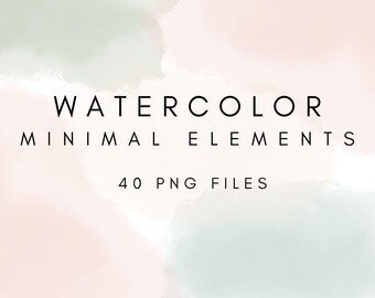 Warm & Cool Minimal Watercolour PNG Clipart, Watercolour Clipart Digital Clipart, Digital Watercolor Elements, Abstract Watercolor Elements