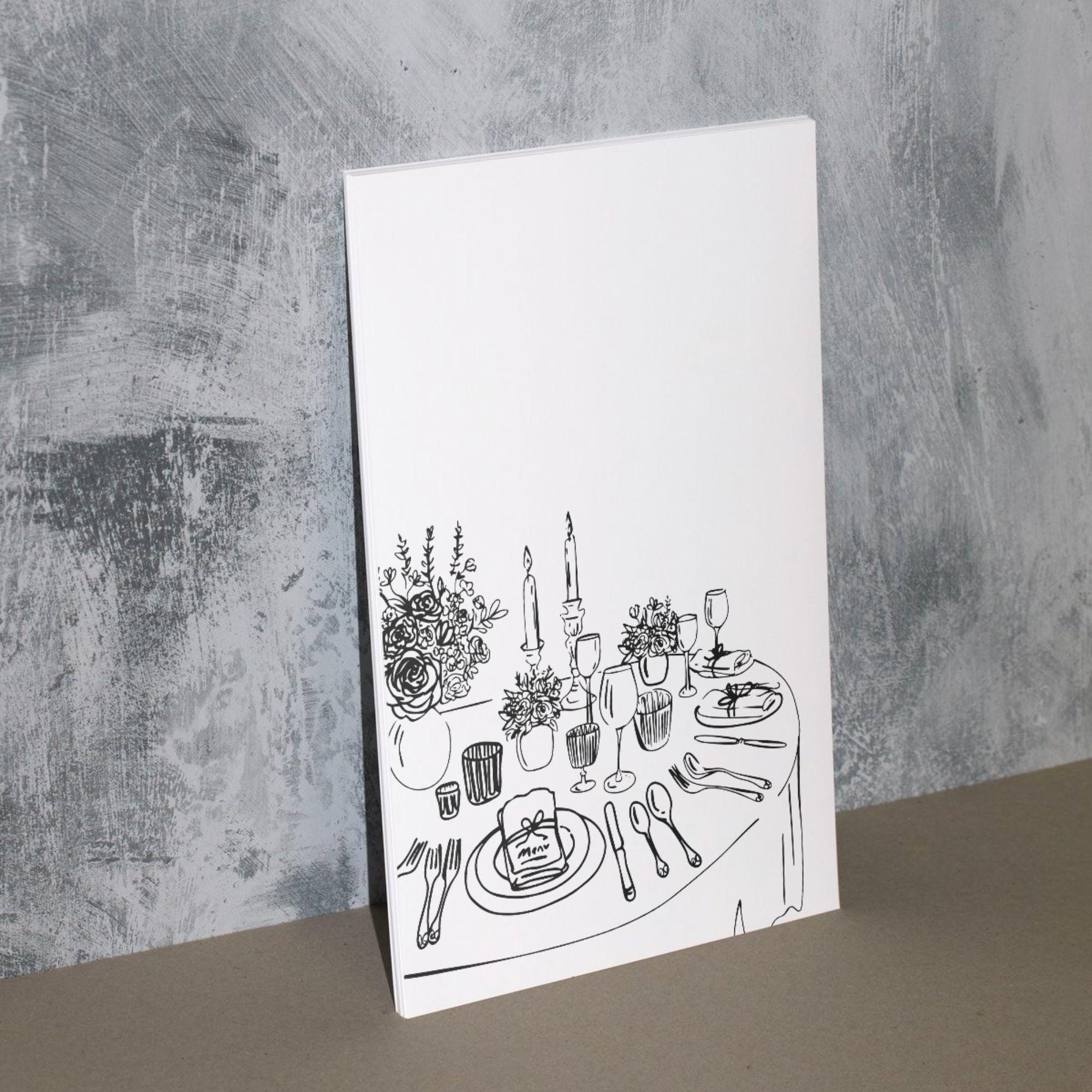 Quirky Hand Drawn Table Setting Clipart, Wedding Rehearsal Artwork ...