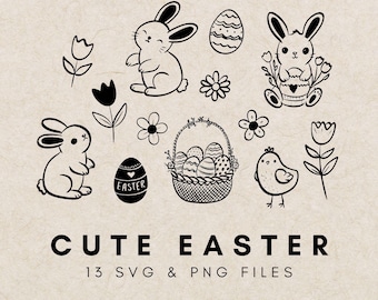 Easter Bunny Clipart Bundle, Easter Egg Clipart, Spring Clipart Graphics, Happy Easter PNG, Easter Eggs Digital Download