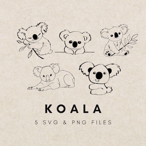 Koala Bear Clipart, Cute Koala PNG, Hand-Drawn Koala Illustration, Digital Koala Graphics, Koala Clipart Bundle, Australian Animals