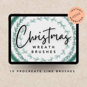 Pincel Procreate de Natal, Pincéis Procreate de guirlanda, Pincel Procreate Lápis de maçã, Pincel de arte digital de floco de neve de azevinho e visco, Pincéis de videira