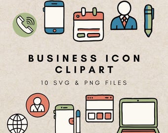 Paquete de iconos comerciales, paquete de iconos SVG de Office, iconos resaltados dibujados a mano, paquete de iconos web, descarga digital, imágenes prediseñadas comerciales digitales