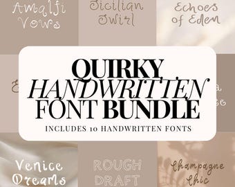 Handwritten Script Font Bundle, Calligraphy Logo Font, Cursive Handwriting Fonts, Scribble Bundle, Quirky Wedding Fonts, Logo Creation Font