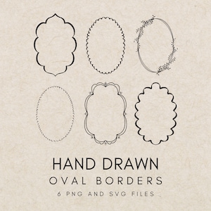 Illustration de bordure ovale dessinée à la main PNG - cadre ovale bouclé ondulé, bordure de bord moderne rétro, cadre griffonnage