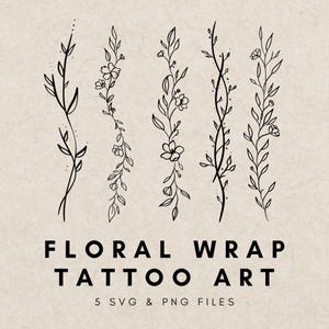 Pacchetto di tatuaggi floreali Flash Tattoo, illustrazioni di addio al nubilato, tatuaggio di fiori da matrimonio, file di tatuaggi temporanei, tatuaggio da matrimonio disegnato a mano,