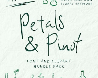 Quirky Font Bundle: Bold, Cursive, Floral Clipart (Digital Download)