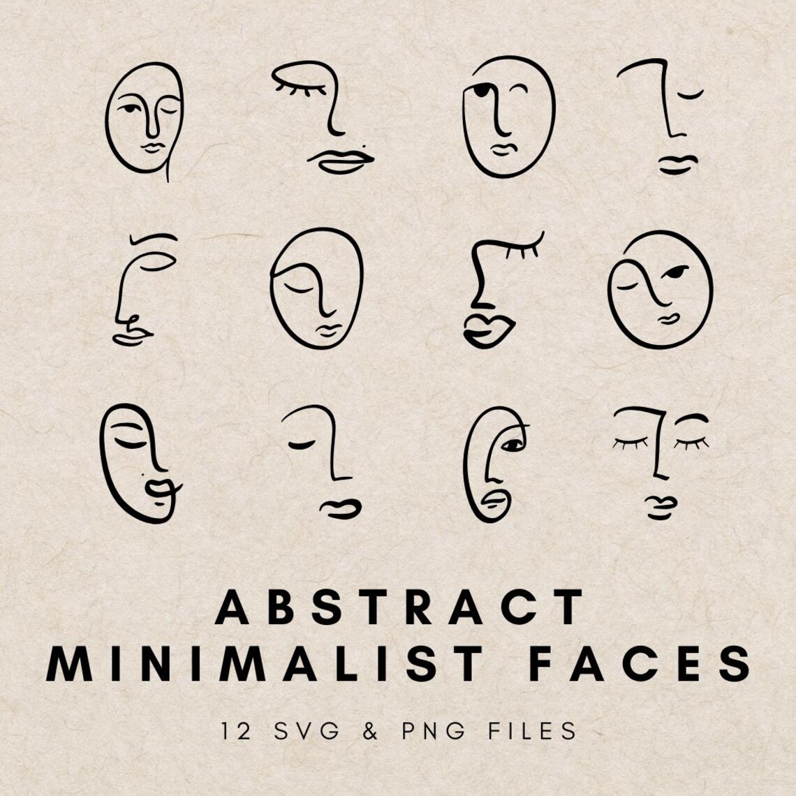 Hand Drawn Minimalist Abstract Faces Clipart, Abstract Face Art ...