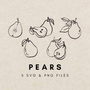 Illustrazioni di pere, Clipart di frutta, Pera disegnata a mano eccentrica, Frutto di pera, Clipart di cibo, Frutta fresca SVG PNG