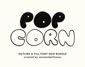 Cute Bubble Font Duo Bundle, Cute Bubbly Font, Outline and Fill Cricut Font, Fun Canva Font, School Projects, Procreate Lettering