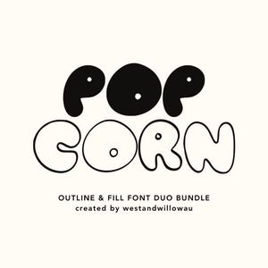 Cute Bubble Font Duo Bundle, Cute Bubbly Font, Outline and Fill Cricut Font, Fun Canva Font, School Projects, Procreate Lettering