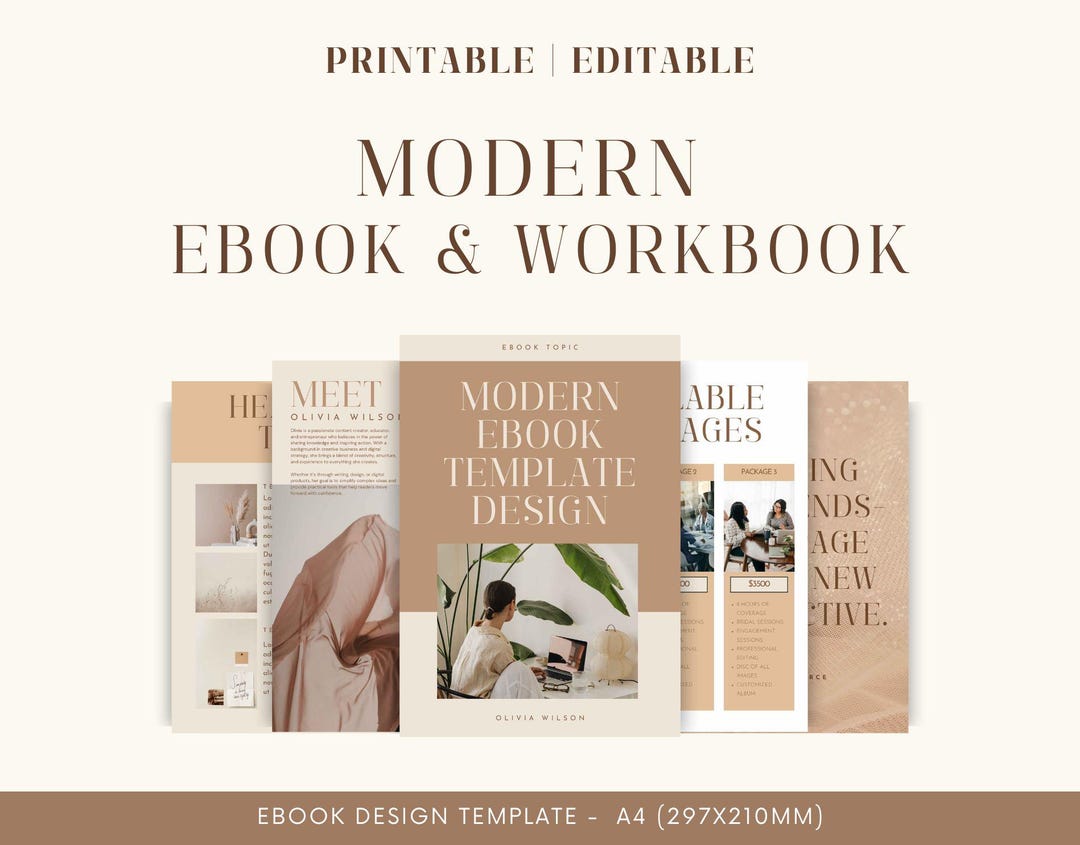 A4 Ebook & Workbook Canva Template: Beige MRR Digital Download - Etsy