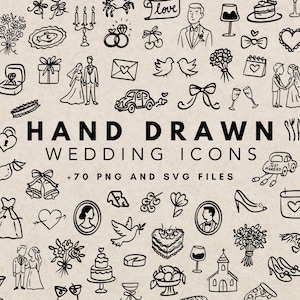 Imágenes prediseñadas de garabatos de boda caprichosos / Novia y novio, imágenes prediseñadas de pareja, iconos de boda, imágenes prediseñadas de novia romántica, decoración de invitaciones de boda
