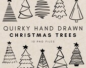 Quirky Christmas Tree, Bespoke Holiday Hand Drawn, Happy Holidays Illustration, Festive Drawing, Xmas Scrapbooking, Geometric Christmas Tree