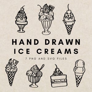 Handgezeichnete Eis Clipart, Eisbecher Bild, Dessert Illustration, Essen Clipart, Skurrile Clipart, Eistüte