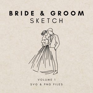 Clipart di sposi, Clipart di sposi, sposi, sposi, clipart di coppia, illustrazione di matrimonio, coppia di sposi, schizzo di coppia