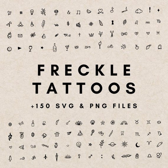 Mini Freckle Tattoo, Minimal Fine Line Tattoo Bundle, Delicate SVG & PNG Illustrations, Modern Flash Sheet Collection, Micro Line Designs