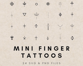 Hand Tattoo Dotwork Illustration, Small Mini Finger Tattoo Bundle, Custom Tattoo Clipart, Tattoo Stencil, Dotwork Temporary Tattoo Clipart