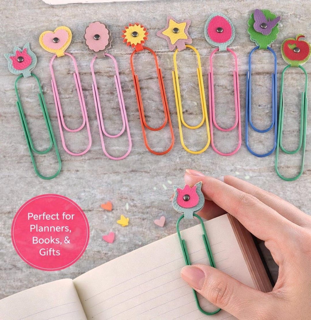 Mega Paper Clips With Faux Leather Charms | Planner Bookmark ...