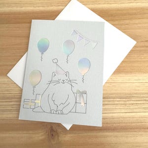 Cartão de aniversário de gato fofo com envelope branco