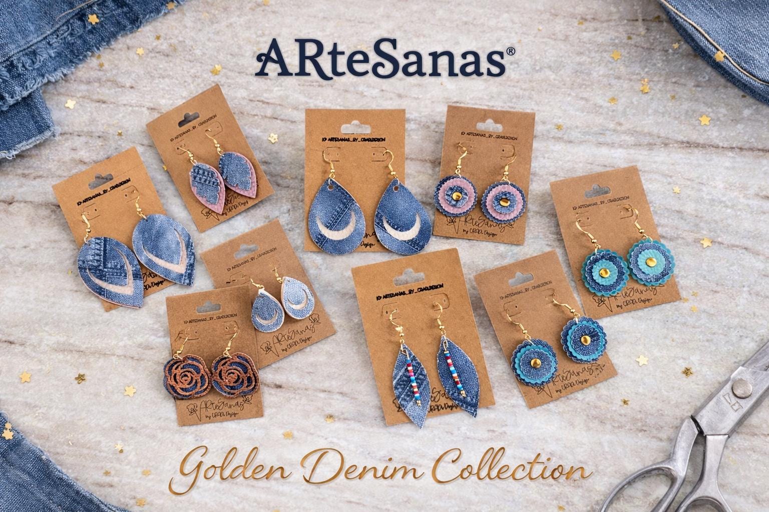 Denim Earrings - Etsy