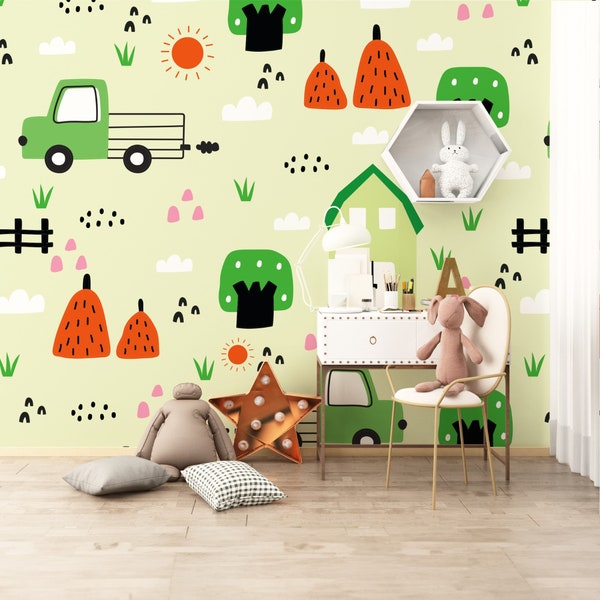 Playful Town Adventure Nursery Wallpaper - Peel and Stick Wallpaper