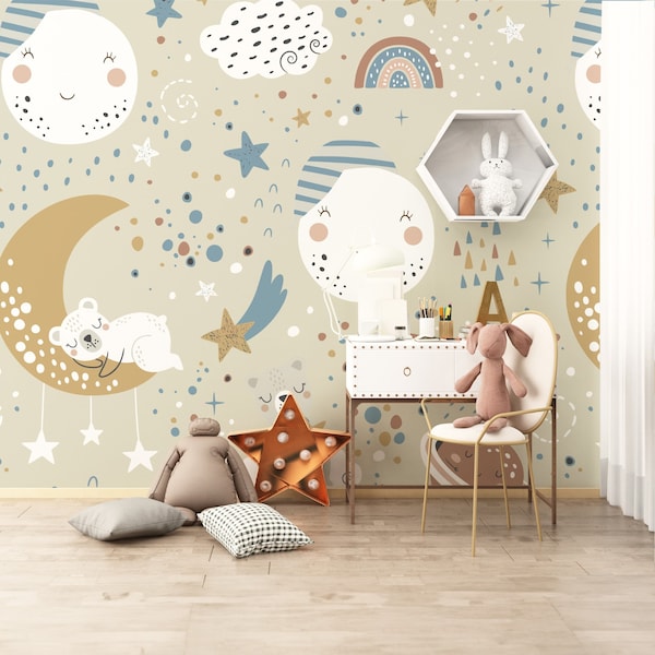 Dreamy Celestial Nursery Wall - Peel and Stick Wallpaper