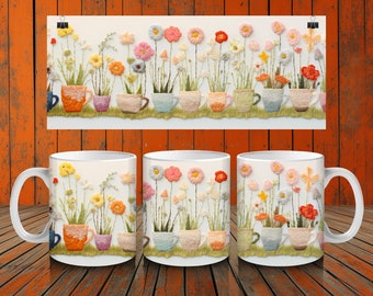 Ceramic Mug, 11oz, 11oz tea mug, gift, flower mug, coffee cup, fun gift, birthday gift, mug gift, stocking filler, flowers, mug, flower gift