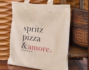 Borsa Shopper in Cotone 100% a Tema Italia, Regalo per Viaggiatore. Perfetta per Amanti di Italia, Pasta, Pizza e Vino. Borsa riutilizzabile.