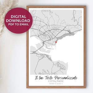 Mappa Personalizzata con la frase e luogo - archivo digital en pdf por sello A4 o A3. Regalo aniversario, matrimonio, ricordo